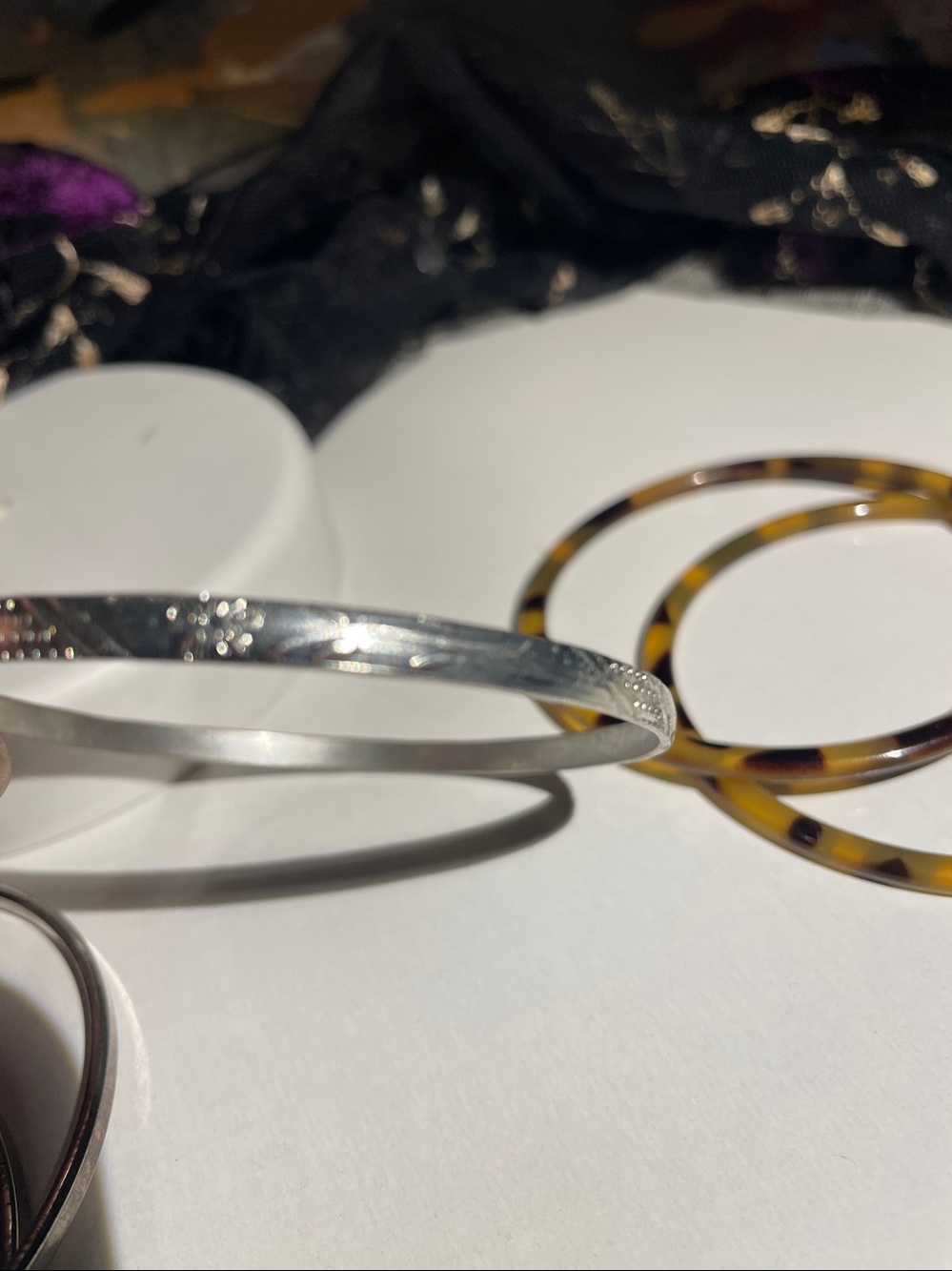 Tortoiseshell Acrylic Earrings - bracelets gunmetal bracelets Flower Heart Chain - Picture 5 of 10